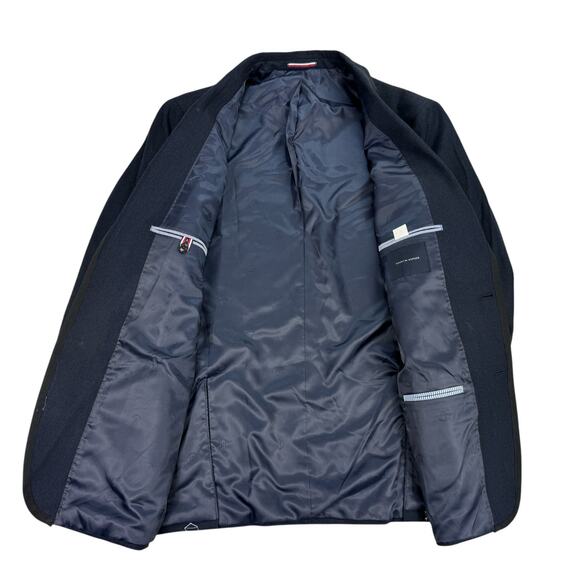 Tommy Hilfiger Mens Windsor Modern Fit Wool Blend Sport Coat Navy 44L - Picture 2 of 5